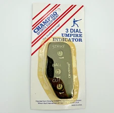 Vintage Champro 3 Dial Umpire Indicator Baseball Strikes Balls Outs Counter NOS