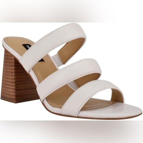 Nine West Yeat Damen-Pantolette mit Absatz 3 Riemen weiß elfenbeinfarben Damengröße 8