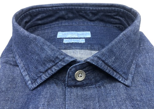 RICHARD JAMES Cotton Denim Shirt, UK:18,5, EU:47, UVP:225£! Neu & unbenutzt - Bild 5 von 11