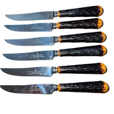 Westall Richardson Stainless Steak Knife Set of 6 Bakelite Handles Sheffield 