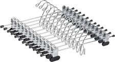 Amber Home 12 Pack Heavy Duty Add on Metal Pants Skirt Hangers, Stackable Add-on