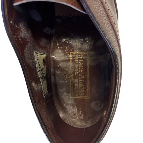 Vtg 50's Stacy Adams Handmade Brown Leather BROGUE Dress Shoe WING TIP Oxfords - Picture 6 of 8