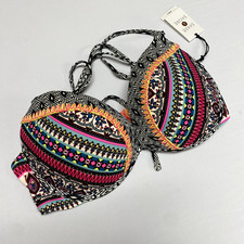 NWT Shade Shore Women's Shell Push Up Bikini Top Pink Floral Geometric 34D