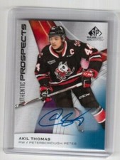 2019-20 CHL SP Game Used Base Blue Autograph Akil Thomas Peterborough Petes (SP)