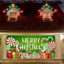 6X13Ft Merry Christmas Garage Door Banner, Door Cover Outdoor Large Banner