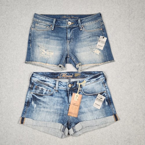 NEW 2 pairs Mavi Denim Jeans Shorts women's 28 - 29 distressed cuffed