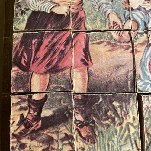 Antique 6-sided Children's Victorian Block Puzzle Set In Wood Box - Picture 10 of 12