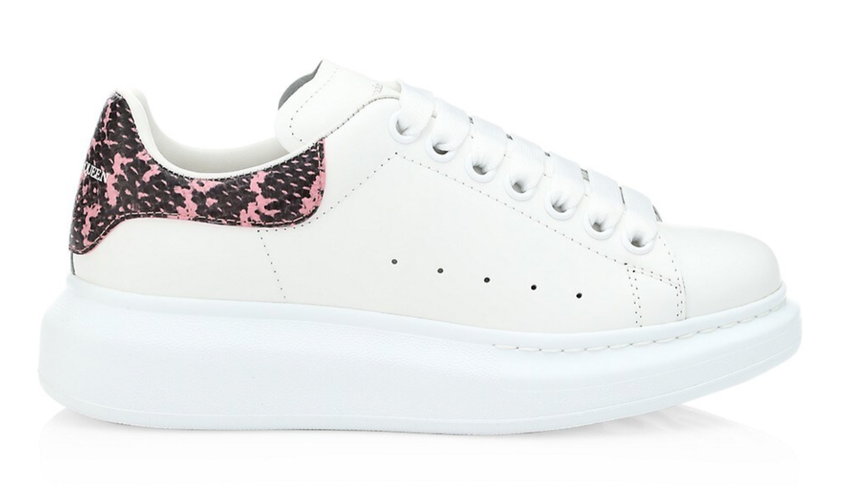 Alexander McQueen Larry White Pink Snakeskin Oversized Platform