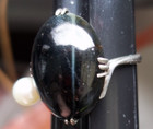 vintage akoya pearl Ring art deco Vintage hawk eye Silver early export S JAPAN — photo 1