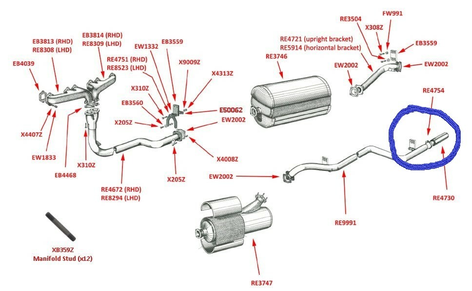 Muffler tip Rolls-Royce Silver Wraith Silver Dawn & Bentley Mark VI and R-Type