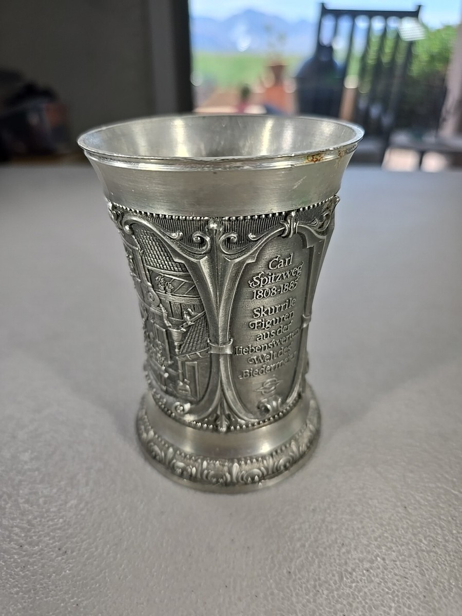 WMF Zinn Pewter ビアジョッキ Vintage German WMF ZINN Pewter Shot Glass Goblet Cup Carl Spitzweg