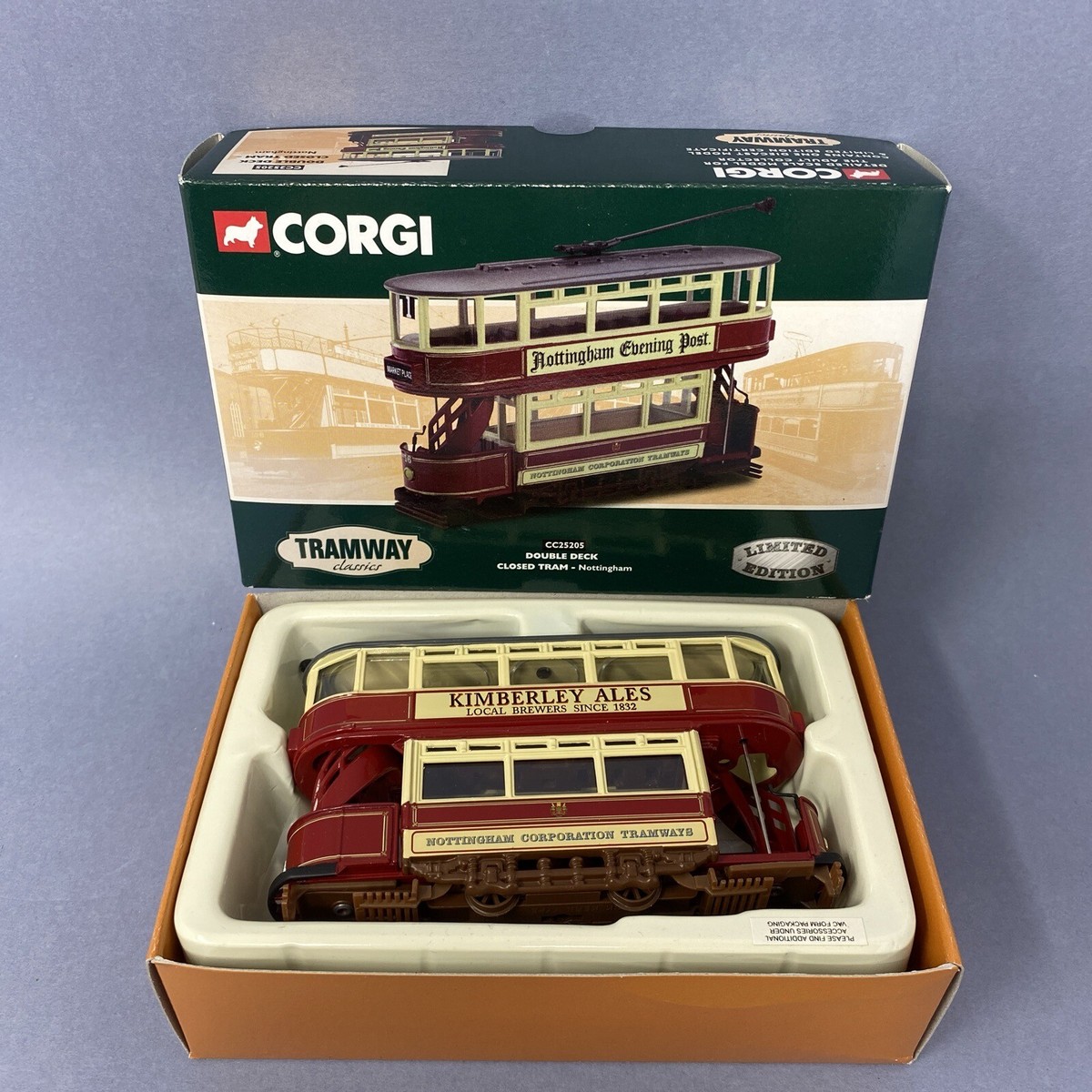 CORGI CC25205 DOUBLE DECK CLOSED TRAM, NOTTINGHAM TRAMWAY CLASSICS