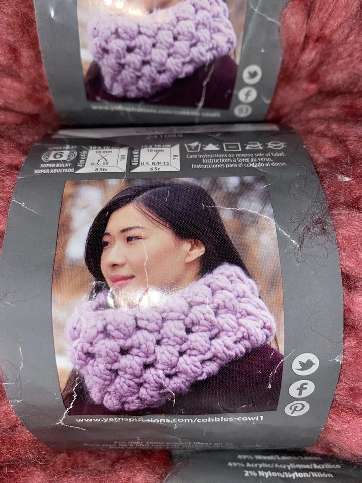 4 Patons Cobbles Hilado Dreamy Pink 3.5 OZ Mezcla de Lana Super Voluminoso 6 Foto 2 de 4