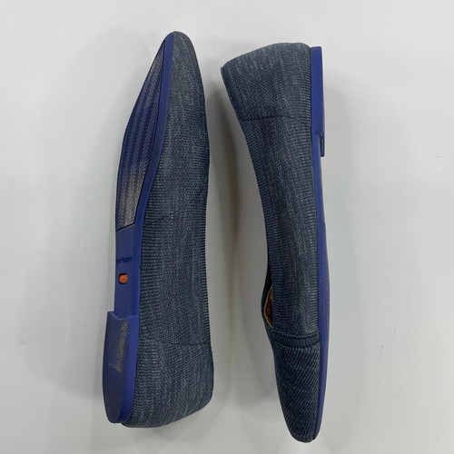 Hush Puppies Womens 9.5M Sadie Knit Ballet Flats Blue Asymmetric Pointed Toe EUC - Picture 6 of 9