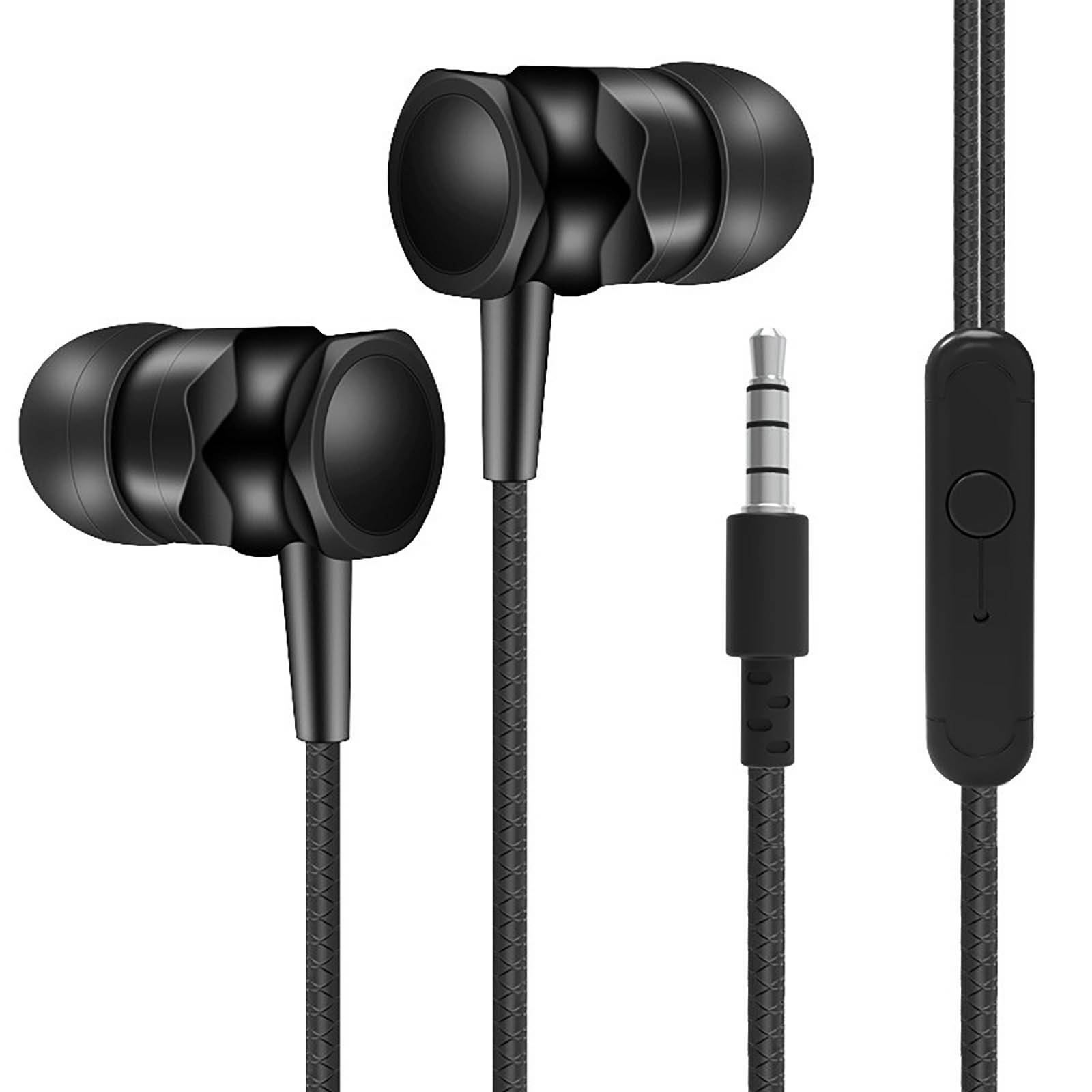Earphones In Ear Headphones Microphone 3.5mm Wired Earbuds IOS -Black White*