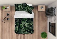3D Modern Green Leaves Quilt Cover Set Duvet Cover Bedding Pillowcases