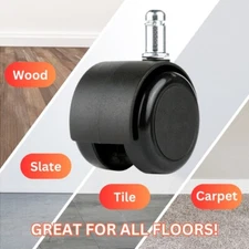 Chromcraft Black Soft Tread Casters For All Floors Set of 16