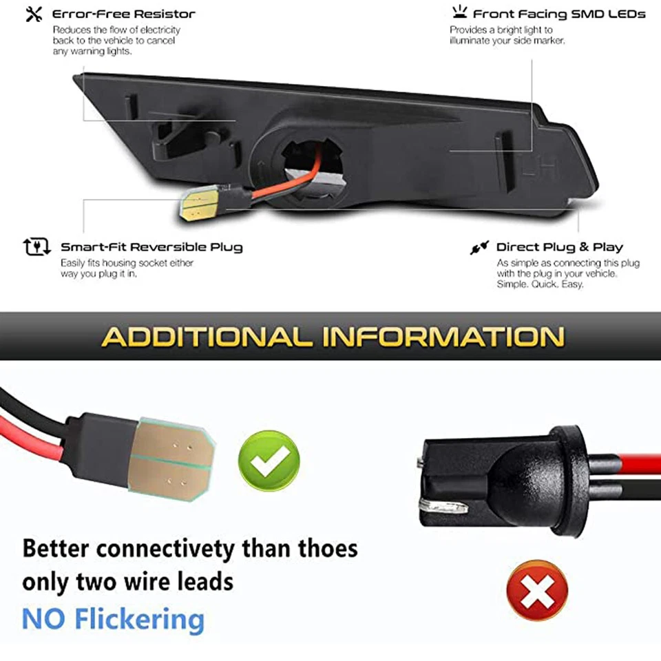 Para Chevy Camaro 2010-2013 2014 2015 LED Lámpara Marcadora Lateral Delantera Trasera 4 Piezas Ahumada Foto 3 de 4