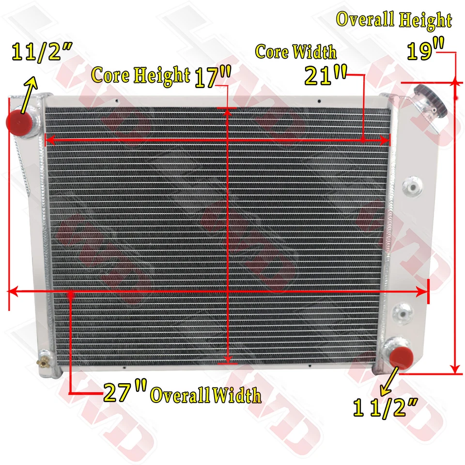 Radiador de 4 filas para Chevrolet Nova/1987 Monte Carlo 69-79 3,8 L 4,3 L V6 5,0 L 5,7 L Foto 2 de 4