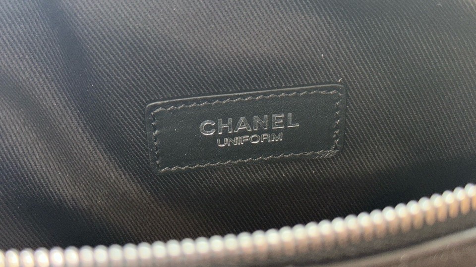 Chanel Uniform Bum Bag Fanny Pack Crossbody Belt Bag Leather Black