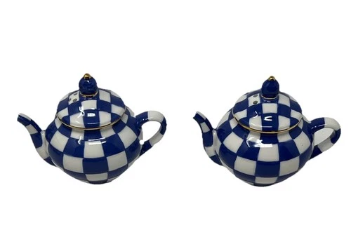 MacKenzie-Childs Royal Check Teapot Salt & Pepper - Thumbnail 5