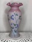 Fenton Periwinkle Hand Painted Blue Burmese Vase 1999 Ltd Ed #925/2750