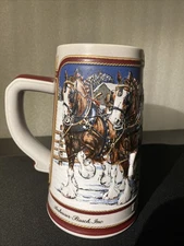1989 Anheuser Busch Budweiser Clydesdales Christmas/ Holiday Stein