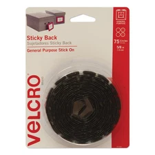 VELCRO(R) Brand Sticky Back Coins 5/8" 75/Pkg Black