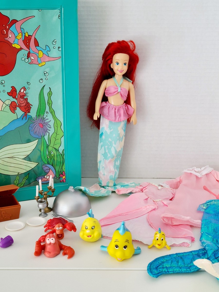 Vintage Disney Ariel Little Mermaid Doll Tyco w/Case Outfits