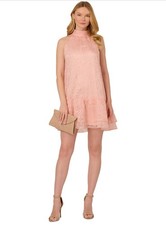 Adrianna Papell Women's Burnout Trapeze Short Dress Color Blush Size 8 MSRP $169