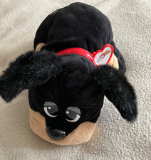 POUND PUPPIES Black 13" Plush Stuffed Puppy Dog w/ Red Collar 2007