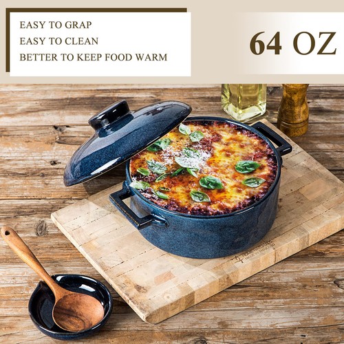 Casserole Dish with Lid - Ceramic Lasagna Pan Deep 2 Quart Round Baking Dishe... - Picture 9 of 9