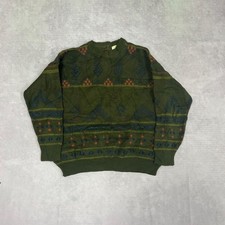 Vintage Knitted Jumper Abstract Patterned Grandad Knit Sweater Men's M