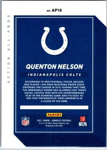 2021 Donruss #AP18 Quenton Nelson Action All-Pros - Picture 2 of 2