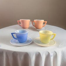 Vintage Hazel Atlas Moderntone Pastel Child Play Hostess Dishes 6 Pieces