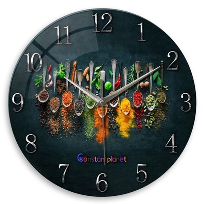 Kitchen Wall Clock Battery Operated 12 Inches Round Decorative Clocks for Wal...