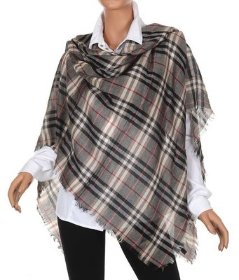 NEW BURBERRY LUXURY WOOL MODAL CHECK PRINT SCARF WRAP SHAWL 143 X 143 CM