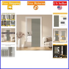 Grey 42"W x 78"L Blackout Accordion Door Curtain with Magnetic Closure