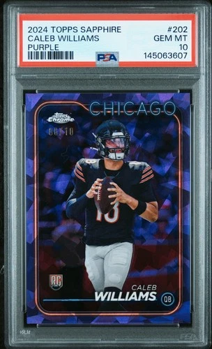 2024 TOPPS CHROME SAPPHIRE PURPLE #202 CALEB WILLIAMS 06/10 PSA 10