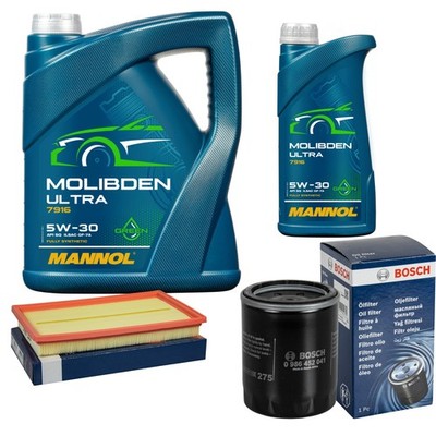 BOSCH Inspektionspaket 6L MANNOL Molibden Ultra 5W-30 für Nissan Maxima/Maxima