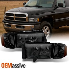 Fit Smoked 1999-2002 Dodge Ram Sport Package Headlights Replacement Wcorner