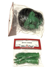 VTG Fibre Craft Halloween Witch Head  Pair of Hands Green 7504  7505 Lot NOS