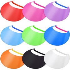 9 Pieces Foam Sun Visors for Women Solid Sun Visor Hat with String Adjustable So