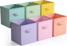 11 Inch Fabric Storage Cubes - Sturdy Collapsible Bins With Handle - 6 Foldable