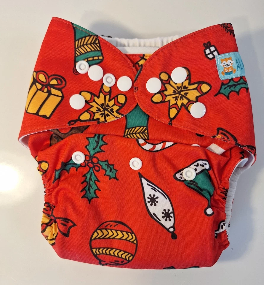 ALVA Baby Cloth Diapers Assorted Patterns, Adjustable Snap Closure Pre-owned - Image 2 of 4