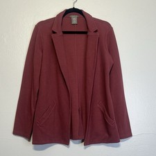 Matty Ladies Knit Boyfriend Blazer Jacket Rosewood Sz M Pockets