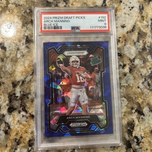 Arch Manning 2024 Panini Prizm Draft Picks Blue Cracked Ice /99 Rates Rookie