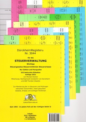 DürckheimRegister  STEUERVERWALTUNG Register für deine AO-AEAO-ErbStG/R-EStG/R-K