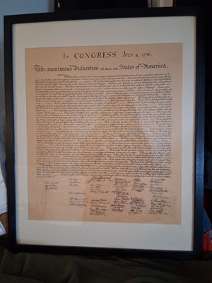 Authentic framed reproduction of the Declaration of Independence  21 by 17 in
