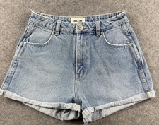 Rolla’s Women’s Dusters Denim Shorts AU 10 Blue High Rise Relaxed Cuffed